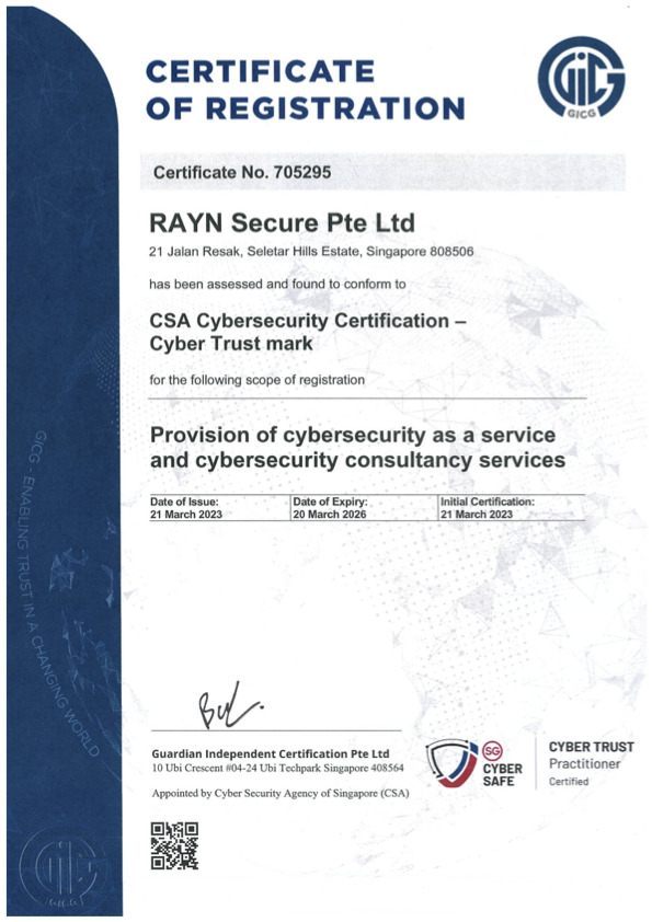 RaynSecurePteLtd-CyberSecurityCertMarch2023-TrustMark